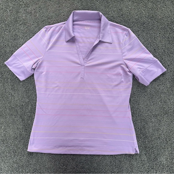 Women’s Nike Golf FitDry Polo V Neck Short Sleeve Lavender Shirt Size Medium - Picture 3 of 10